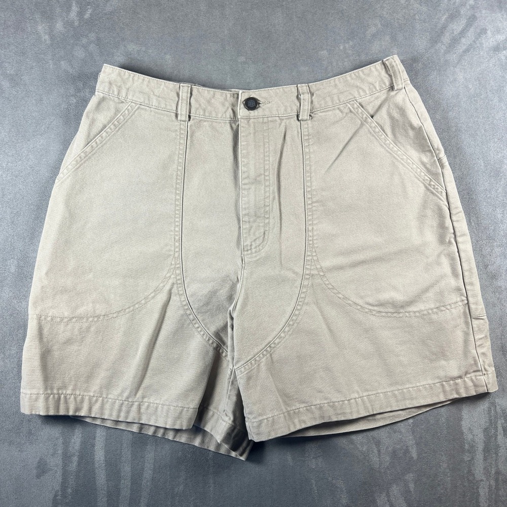 Vtg 90s Patagonia Canvas High Rise 6" Stand Up Hiking‎ Shorts Womens 14 Tan